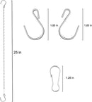 10 Pack 25" SIL Storagehook Silver Hanging Chains with S Hooks for Hanging Bird Feeders Planters Baskets Billboards Lanterns Wind Chimes Ornaments by GreenHaven Gardens