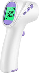 Forehead Thermometer for Adults, Kids & Babies, No-Touch Digital Thermometer with LCD Backlight Display, Fever Alarm and 1s Instant Reading - Purple by TinyTreasures Baby Boutique
