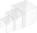 Square Acrylic Display Risers 3pcs, Clear Showcase Shelves for Collectibles, Funko Pop Figures, Perfumes, Cupcake, Candy Dessert - 3''x4''x5'' by CozyNest Decor