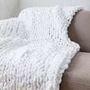 Chunky Knit Blanket Throw 48"*71", Hand Knitted Warm Chenille Throw Blanket, Home Decor Soft Thick Yarn Cable Knit Blanket,Soft Breathable Fleece Banket Christmas for Couch Bed Sofa Best Gift (White) by CozyNest Decor