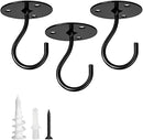Ceiling Hooks for Hanging Plants-Heavy Duty Wall Mount Hanger Bracket for Hanging Bird Feeders, Lanterns, Wind Chimes, Planters, Outdoor Decoration (3 Pack) (Black) by GreenHaven Gardens