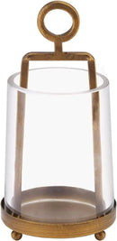 3'3" Wide Modern Metal Hurricane Lantern with Handmade Sturdy Glass Sleeve in Brass for Tealight Candle & Plants, Farmhouse Hurricane Industrial, Minimalistic, Shabby Chic (1, Brass, 3.3"x5.2") by CozyNest Decor
