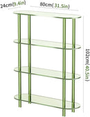 Clear Bookshelf, Acrylic Bookcase with Open Book Shelf Console Table for Entryway Office (4 Tier Green) by CozyNest Decor