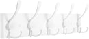 Coat Rack Wall Mount Coat Hooks Wooden Hat Rack for Wall Hooks Pine Real Wood Plank 16.9" White Coat Hanger with 5 White Triple Hooks for Hanging Coat Hat Jacket by CozyNest Decor