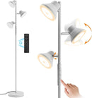 LED Tree Floor Lamp Silver, 36W Super Bright Standing Lamp with Remote Control, 4 Color Temperatures, 3 Rotatable LED Lights, Dimmable Floor Lamps for Living Room, Bedroom, Office by CozyNest Decor