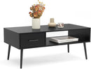 HAIOOU Coffee Table, Mid Century Modern Style Cocktail Table TV Stand with Drawer, Open Storage Shelf, Stable Floor-Anti-Scratching Pine Leg for Home, Office, Living Room - Black by CozyNest Decor