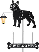 BAYN Solar French Bulldog Silhouette Dog Breed Welcome Sign with a Lantern Outdoor Decorative Garden Stakes for Yard, Lawn, Patio, Pathway by CozyNest Decor