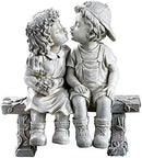 Lily's Home First Kiss Resin Garden Statue, Little Girl and Boy Kissing Yard Miniature Figurine,Small and Exquisite, 9 Inch by GreenHaven Gardens