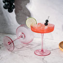 The Wine Savant Ribbed Coupe Cocktail Glasses 8 oz | Set of 2 (Rose Pink)
