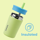 Owala Kids Insulation Stainless Steel Tumbler with Spill Resistant Flexible Straw, Easy to Clean, Kids Water Bottle, Great for Travel, Dishwasher Safe, 12 Oz, Blue and Light Green (Turtley Awesome) by TinyTreasures Baby Boutique