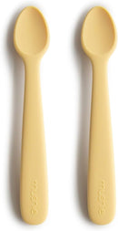 mushie Silicone Baby Feeding Spoons | 2 Pack (Daffodil) by TinyTreasures Baby Boutique