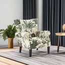 BELLEZE Modern Accent Chair for Living Room, High Back Floral Armchair with Wooden Legs, Upholstered Wingback Side Chair Padded Armrest Single Sofa for Living Room, Bedroom - Allston (Green Floral) by CozyNest Decor