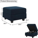 Belffin Storage Ottoman Module for Modular Sectional Sofa Square Seat Cube Velvet Foot Stool Blue by CozyNest Decor