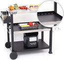 NUUK Three-Shelf Movable Outdoor Dining Cart Table, 20" x 32" NSF Stainless Steel Commercial Multifunctional Heavy Duty Kitchen Food Prep Worktable on Wheels by CozyNest Decor