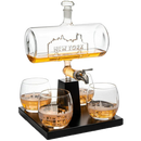 Wine & Whiskey Decanter Set 1100ml by The Wine Savant with 4 Whiskey Glasses, Drink Dispenser Scotch, Bourbon, Brandy Home Office Apartment Decor, Gifts - Dallas, Memphis, New York & Los Angeles Gifts