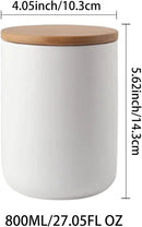 Ceramic Food Storage Jar Canister Modern Design Food Canisters with Airtight Seal Bamboo Lid, Loose Tea Coffee Spice Nuts Snacks Storage Jar Canister (White 27.05oz/800ml) by CozyNest Decor