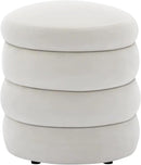 Furniliving Modern Round Ottoman, Soft Bedroom Ottoman Footstool Round Ottomans Stool for Living Room, Bedroom, Makeup Room, White, Velvet by CozyNest Decor