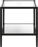 Henn&Hart 20" Wide Square Side Table with Mirror Shelf in Blackened Bronze, Table for Living Room, Bedroom by CozyNest Decor