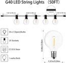50FT LED Globe String Lights,Waterproof Hanging String Light with 25 Warm White Shatterproof G40 Bulbs(2 Spare), for Indoor/Outdoor Commercial Decor (50FT) by GreenHaven Gardens