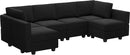 Belffin Modular Reversible Sectional Sofa U Shaped Couch with Storage Seat with Chaise Velvet Black by CozyNest Decor