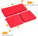 3-Pack Outdoor Patio Furniture Replacement Cushions Set–High-Elastic Sponge Cushions Fit 4-Piece Wicker Rattan Sofa, Loveseat & Chairs, 36x18x2 & 18x18x2, Waterproof, Fade-Resistant (Wine red)