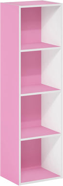 Furinno Luder Bookcase / Book / Storage, 4-Tier Cube, Pink/White by TinyTreasures Baby Boutique