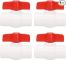4Pcs 1" PVC Ball Valve Water Pipe Shut-off Valve Socket with Red T-Handle for Cold Water Supply lines, Irrigation Pipe fitting System(Socket x Socket), Schedule 40 by GreenHaven Gardens