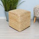 REDEARTH · Cube Pouf Foot Stool Ottoman - Jute Braided Pouffe Poof Accent Sitting Footrest for The Living Room, Bedroom, Nursery, Patio, Lounge & Other Rooms in The Home (14.5”x14.5”x16”; Natural) by CozyNest Decor
