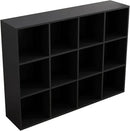 12-Cube Storage Shelf Bookcase - Wooden 3-Tier Floor Standing Open Bookshelf for Home and Office, Display Cabinet, Black by CozyNest Decor