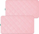 Crib Mattress Protector Waterproof Crib Sheets Fitted 2 Pack Toddler Mattress Pad Cover Improved Thickness Machine Washable 52" x 28" Pink Quilted by TinyTreasures Baby Boutique