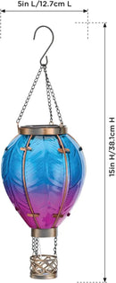Regal Art & Gift Hot Air Balloon Solar Lantern – Hanging Solar-Powered LED Lights, Waterproof Portable Decorative Outdoor Lamp Made of Metal & Glass for Garden, Patios & Pathway – Blue (Small) by GreenHaven Gardens