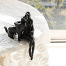 Cast Iron Sitting Woman and Dog Statue, Love Figurine, Gifts for Dog Lovers, Memorial Gifts for Women and Girls, Black by GreenHaven Gardens