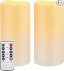 Waterproof Flameless Remote Control Candles 2PACK(D3''*H5.5'')Battery Operated Flickering LED Pillar Candle,plastic with 10-Key 24Hours Timer for Outdoor/Indoor Party Garden Lanterns Porch Ivory by GreenHaven Gardens