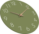 Mosewa Modern Wall Clock Silent Non-Ticking 14 Inch Olive Green Battery Operated Simple Minimalist for Living Room Office Bedrooms Kitchen Home Decor by CozyNest Decor