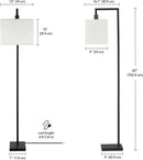 Globe Electric 61000052 60" Floor Lamp, Matte Black, Square White Fabric Shade, On/Off Rotary Switch on Socket, Square Rod, Reading Lamp, Home Office Accessories, Home Décor, Home Improvement by CozyNest Decor