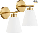 Hamilyeah Gold Sconces Wall Lighting Set of Two with Frosted Glass Shade, Industrial Bathroom Lighting Fixture with Milk Shade, Modern Brass Vanity Sconce Lighting for Bedroom, Living Room by CozyNest Decor