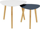 BAMEOS Bamboo Nesting Triangle End Table,Set of 2 Coffee Table Modern Minimalist Side Table for Living Room, Balcony in White & Grey by CozyNest Decor