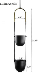 Modern Metal Hanging Planter for Indoor Outdoor Plants with Hook 2 Tier Boho Wall and Ceiling Flower Pots Baskets Holder Home Office Decor(Black) by GreenHaven Gardens