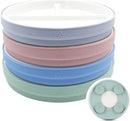 Elk and Friends Kids 7.8” Porcelain Divided Plates with Silicone Suction Sleeves | Suitable for Kids/Toddlers | Microwave & Dishwasher Safe | Non Slip | Snack Dishes | 4 Pack by TinyTreasures Baby Boutique