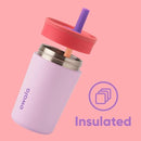 Owala Kids Insulation Stainless Steel Tumbler with Spill Resistant Flexible Straw, Easy to Clean, Kids Water Bottle, Great for Travel, Dishwasher Safe, 12 Oz, Peach and Yellow (Picnic) by TinyTreasures Baby Boutique