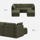 mopio Oversized Modular Sectional Sofa with Fully Removable Covers and Storage, Convertible U, L-Shaped and Sleeper Sectional, Modern Couches with Ottoman Chaise (Olive Green Velvet, 5 Seats, U) by CozyNest Decor