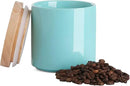 Sweejar Kitchen Canisters Ceramic Food Storage Jar, Stackable Containers with Airtight Seal Wooden Lid for Serving Ground Coffee, Tea, Sugar, Salt and More - 16 Fl Oz (Dark Turquoise) by CozyNest Decor