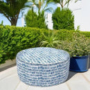 LVTXIII Outdoor Inflatable Ottoman Stool, Patio Water Repellent Footrest Stool with Handle, Portable Outside Round Ottoman for Patio Garden, Camping or Home Use, 21"x21"x9", Blue Pebble by CozyNest Decor