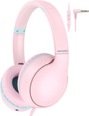 Kids Headphones Wired with Microphone, Over Ear 85/94dB Volume Limited Headphones with Share Port, Stereo Sound Foldable Headset for Teens/Boys/Girls - Pink by TinyTreasures Baby Boutique