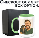 Personalized Coffee Mug, Custom Drawing Portrait Gift, Funny Customized Coffee Gift for Men & Women, Custom Mugs with Pictures, Light Green 15oz Customized Ceramic Tea Cup by TinyTreasures Baby Boutique