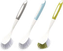 Dish Brush Scrub Brush with Handle - 3 Pack Stiff Bristles Dish Scrubber for Cleaning Pots,Pans,Dishes & Kitchen Sink - Hard Bristles,No Residue by CozyNest Decor