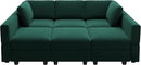 Belffin Modular Velvet Sectional Sofa with Chaise Lounge Sectional Sleeper Sofa with Storage Chaise Bed Couch for Living Room Green by CozyNest Decor