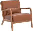 INZOY Mid-Century Modern Accent Chair Set of 2, PU Leather Reading Armchair with Waist Cushion, Upholstered Living Room Chairs for Bedroom Sunroom, Camel Set by CozyNest Decor