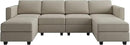 Belffin Modular Sectional Sofa with Reversible Chaises Velvet U Shaped Sectional Couch with Storage Seat Grey by CozyNest Decor
