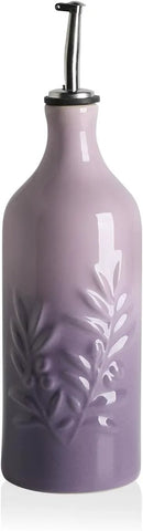 Sweejar Ceramic Olive Oil Dispenser Bottle, 20 Oz Relief Opaque Oil Cruet Protects To Reduce Oxidation, Suitable for Storage Soy Sauce, Coffee Syrup, Liquids, Set of 1 (Gradient Purple) by CozyNest Decor